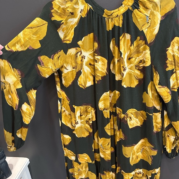 A New Day Floral Maxi Dress - Yellow and Black | High Neck Keyhole Back | Medium - Picture 2 of 6